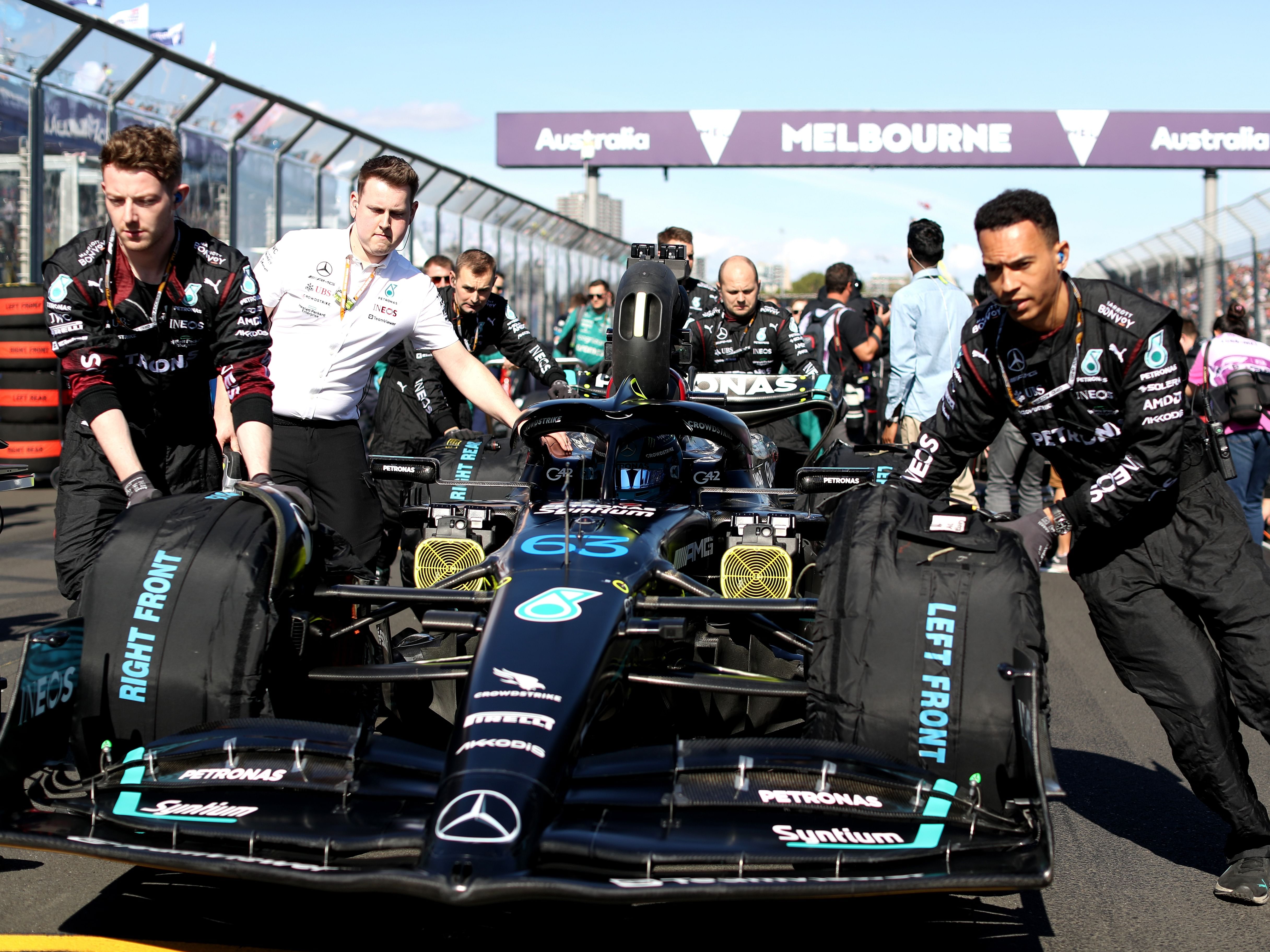 George Russell prepares to drive on the grid during the 2023 F1 Australian Grand Prix (Photo by Peter Fox/Getty Images)