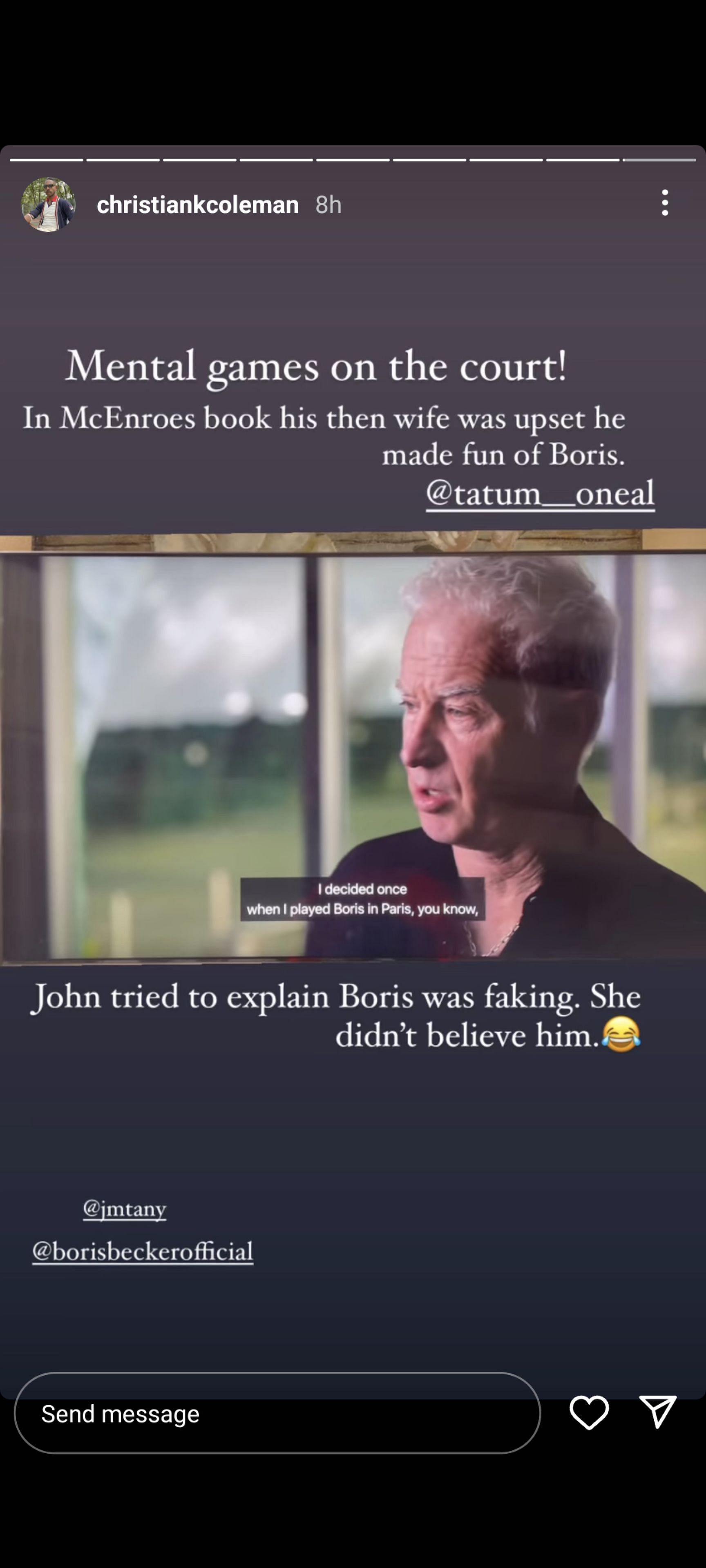 John McEnroe reminisces about the time Boris Becker played mind games