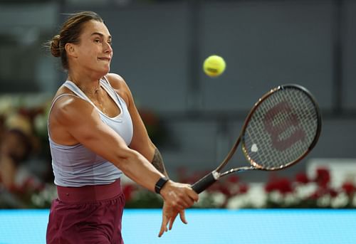 Aryna Sabalenka in action at the Madrid Open