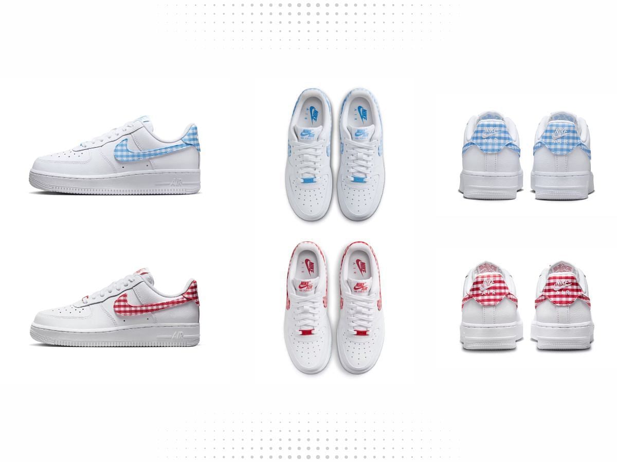 The upcoming 2-piece Nike Air Force 1 Low Gingham sneaker pack features Red and Blue colorways (Image via Sportskeeda)