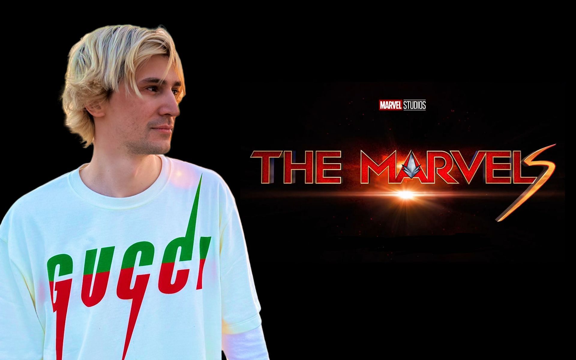 xQc reacts to The Marvels trailer (Image via xQc/Twitter and Sportskeeda)