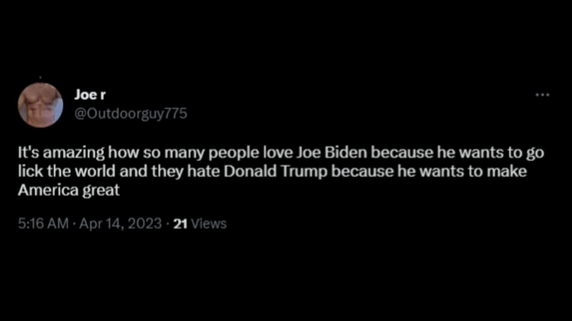 Screenshot of a Twitter user remarking on Biden&#039;s mistake during his speech.