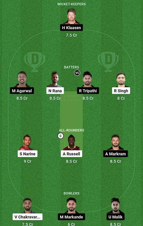 KKR vs SRH Dream11 Prediction Team, Head To Head League