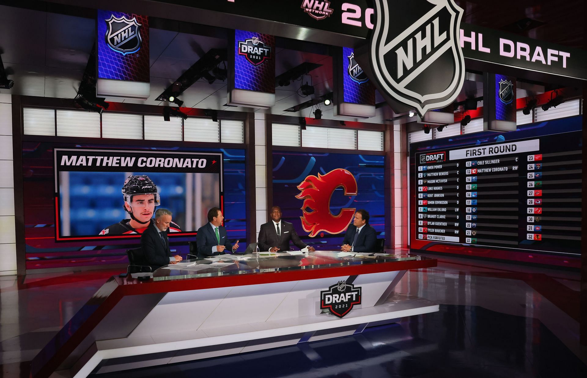 With the 13th pick in the 2021 NHL Entry Draft, the Calgary Flames select Matthew Coronato during the first round of the 2021 NHL Entry Draft at the NHL Network studios on July 23, 2021 in Secaucus, New Jersey. (Photo by Bruce Bennett/Getty Images)