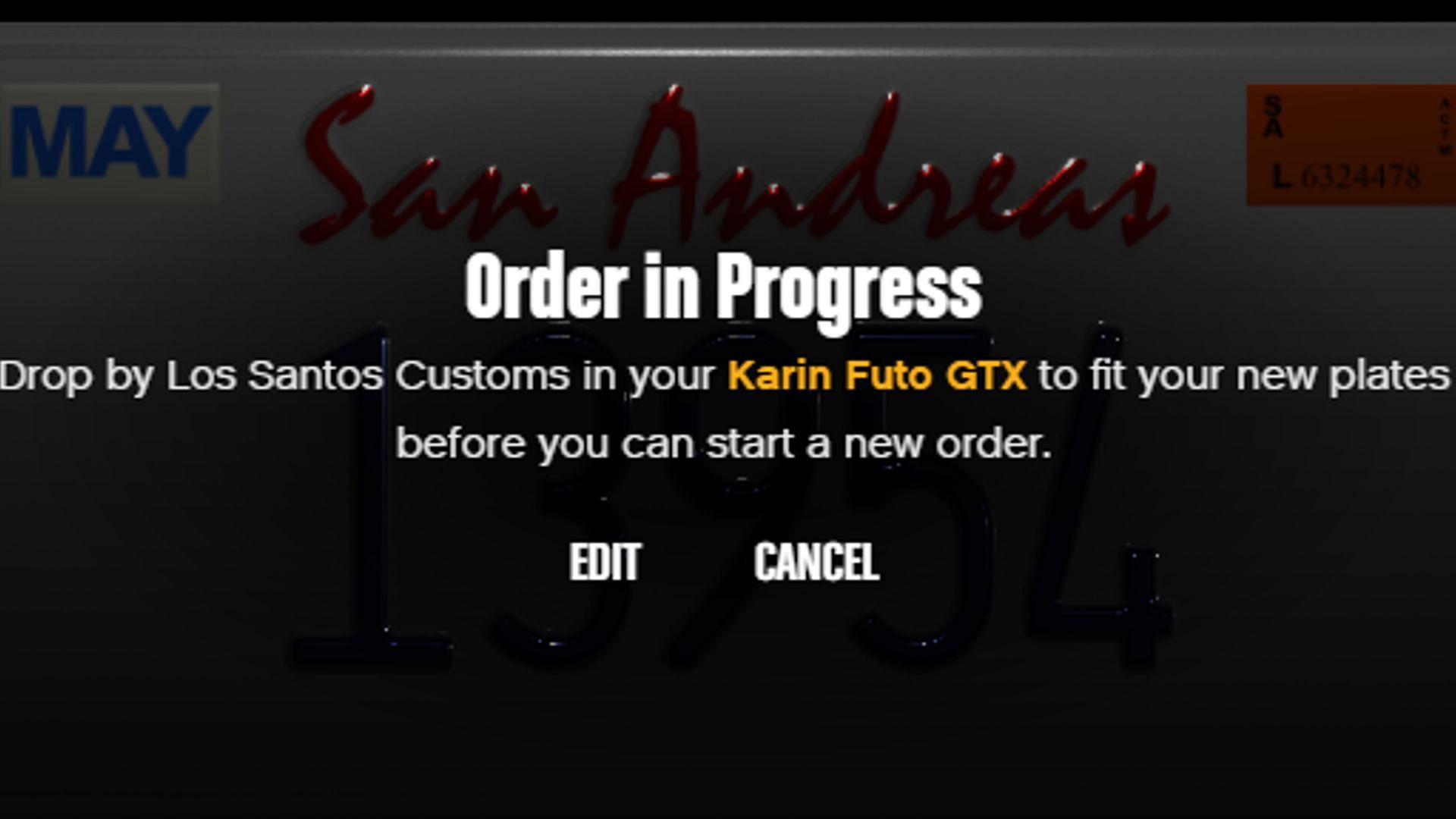 An example of an order in progress (Image via Rockstar Games)