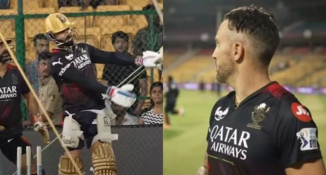 IPL 2023 : प्रैक्टिस सेशन के दौरान शानदार लय में दिखे 'किंग कोहली', फाफ डू प्लेसी दिखे सावधान