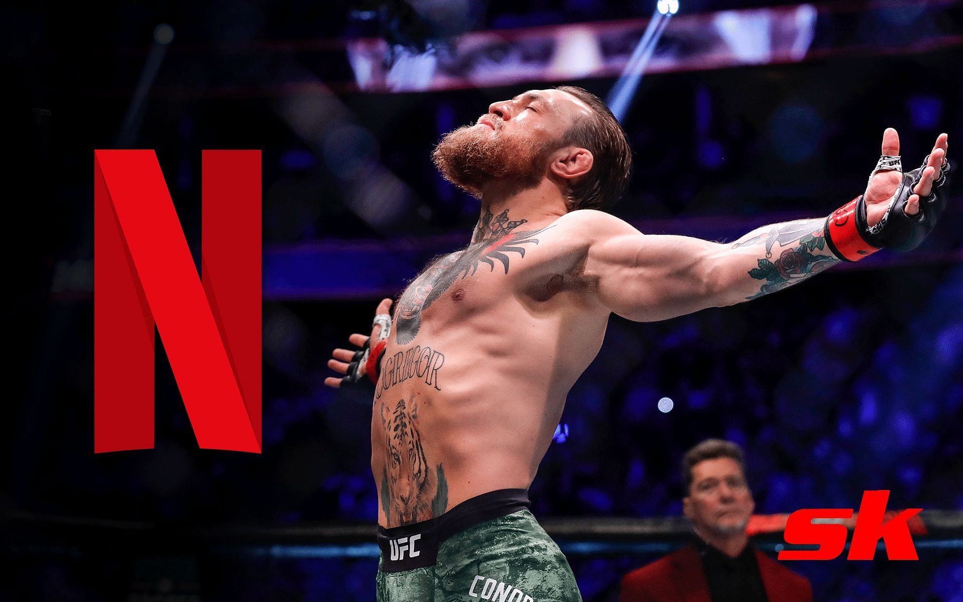 Conor McGregor with the Netflix logo [Image credits: Getty Images and @netflix on Instagram]