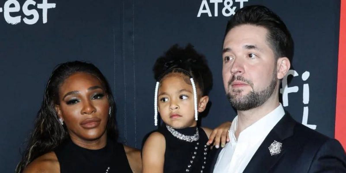 (From L-R) Serena Williams, her daughter Olympia and husband Alexis Ohanian