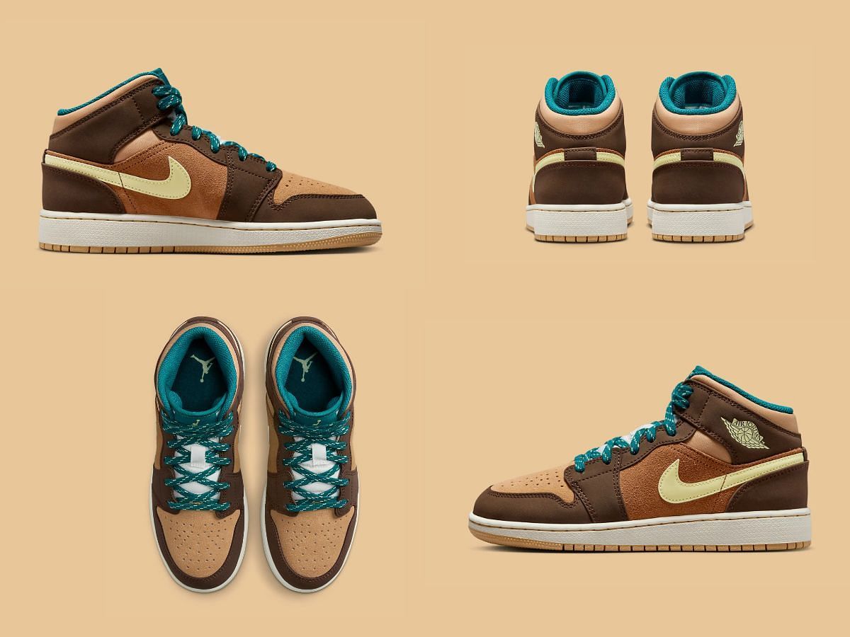 Upcoming Nike Air Jordan 1 Mid &quot;Cacao Wow&quot; sneakers (Image via Sneaker News)