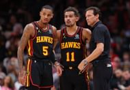 The Hawks backcourt duo combined for 57 points in Game 3 (Image via Getty Images)