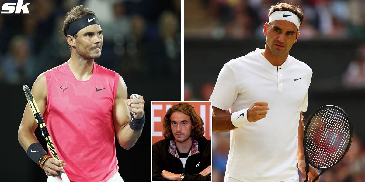 Rafael Nadal, Roger Federer and Stefanos Tsitsipas pictured