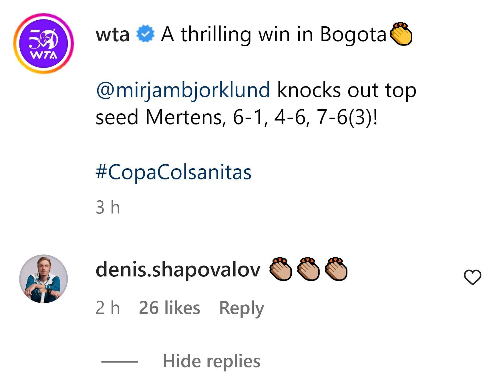 Denis Shapovalov on Instagram