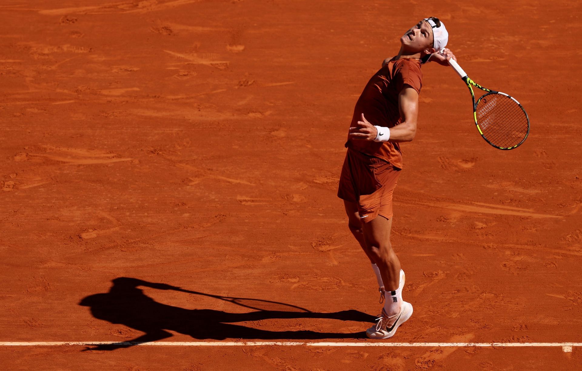 Holger Rune in action at the Monte-Carlo Masters