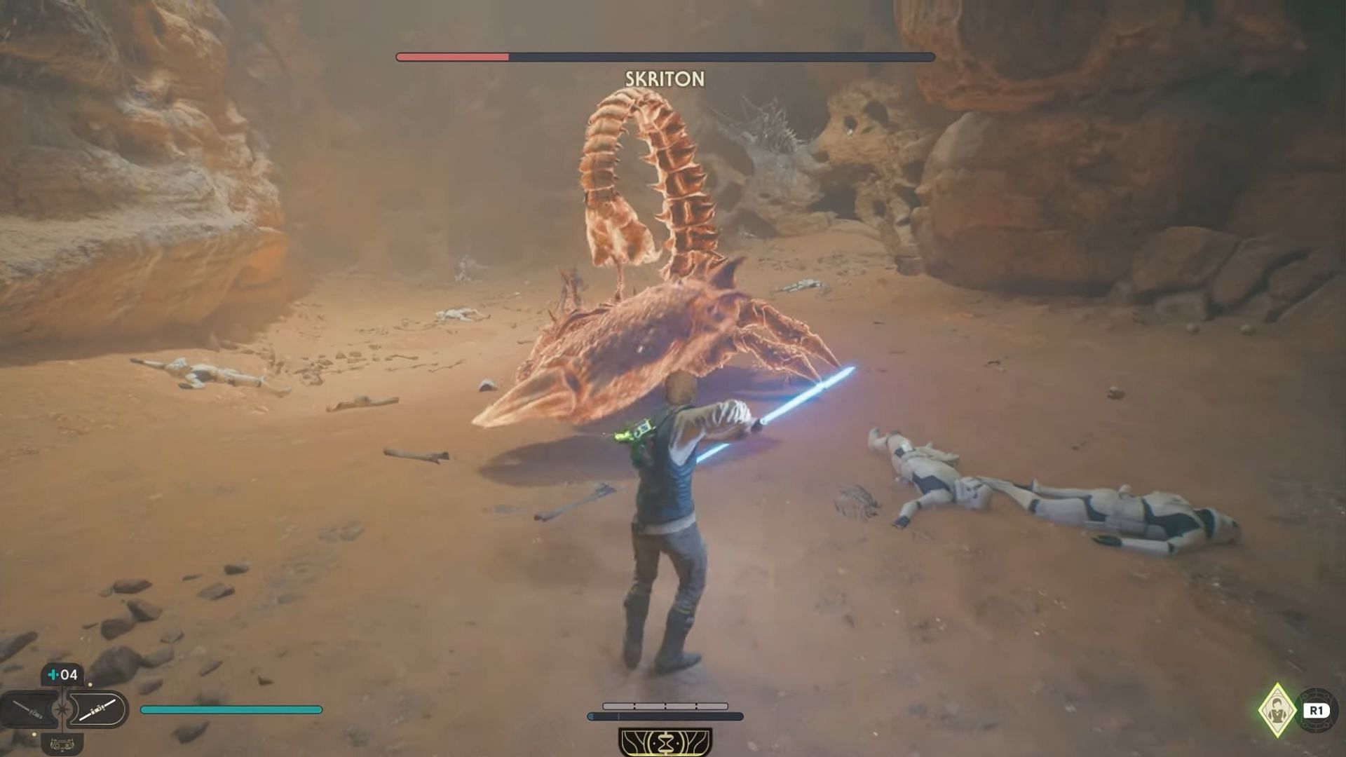 The Skriton glows red before executing the lunge attack (Image via Electronic Arts)