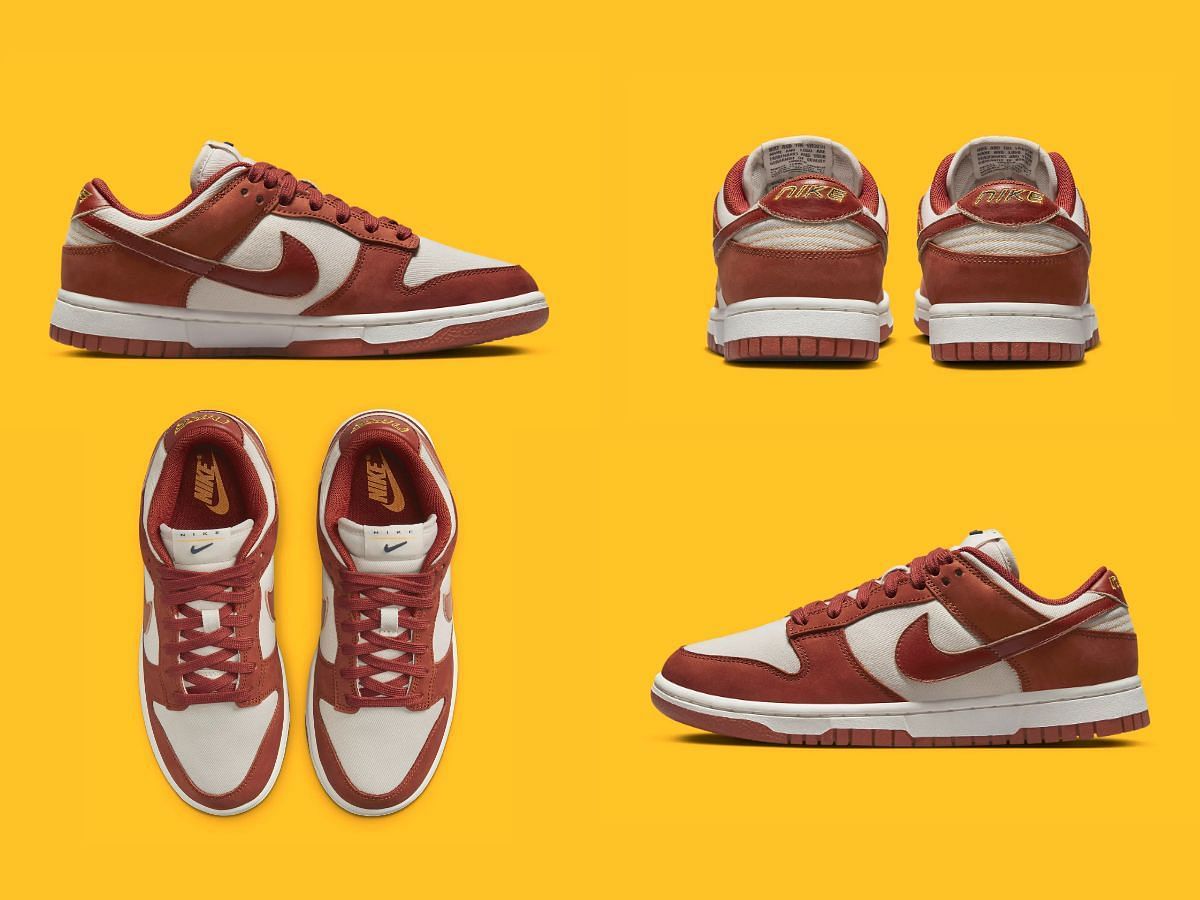 The upcoming Nike Dunk Low &quot;Rugged Orange&quot; sneakers will be clad in a two-toned makeover (Image via Sportskeeda)
