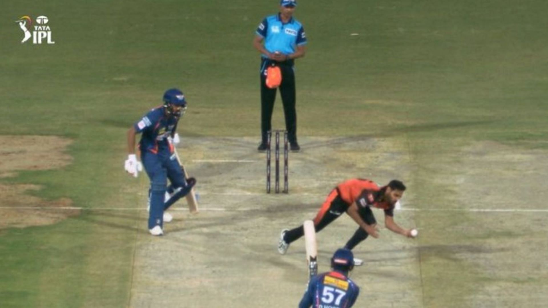 Bhuvaneshwar Kumar pulls off a terrific return catch off his bowling to dismiss Deepak Hooda