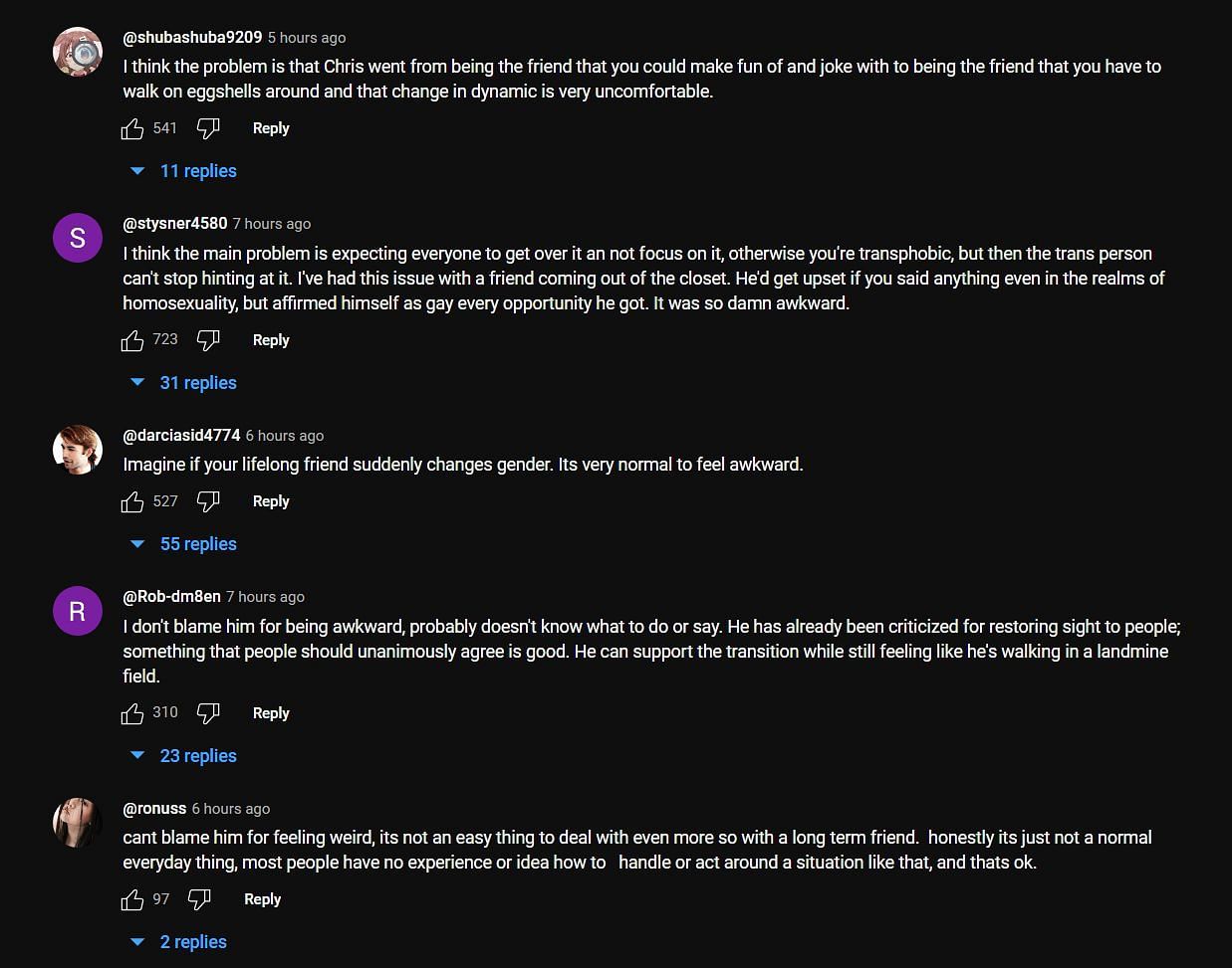 YouTube comments under the video (Image via Asmongold Clips/YouTube)