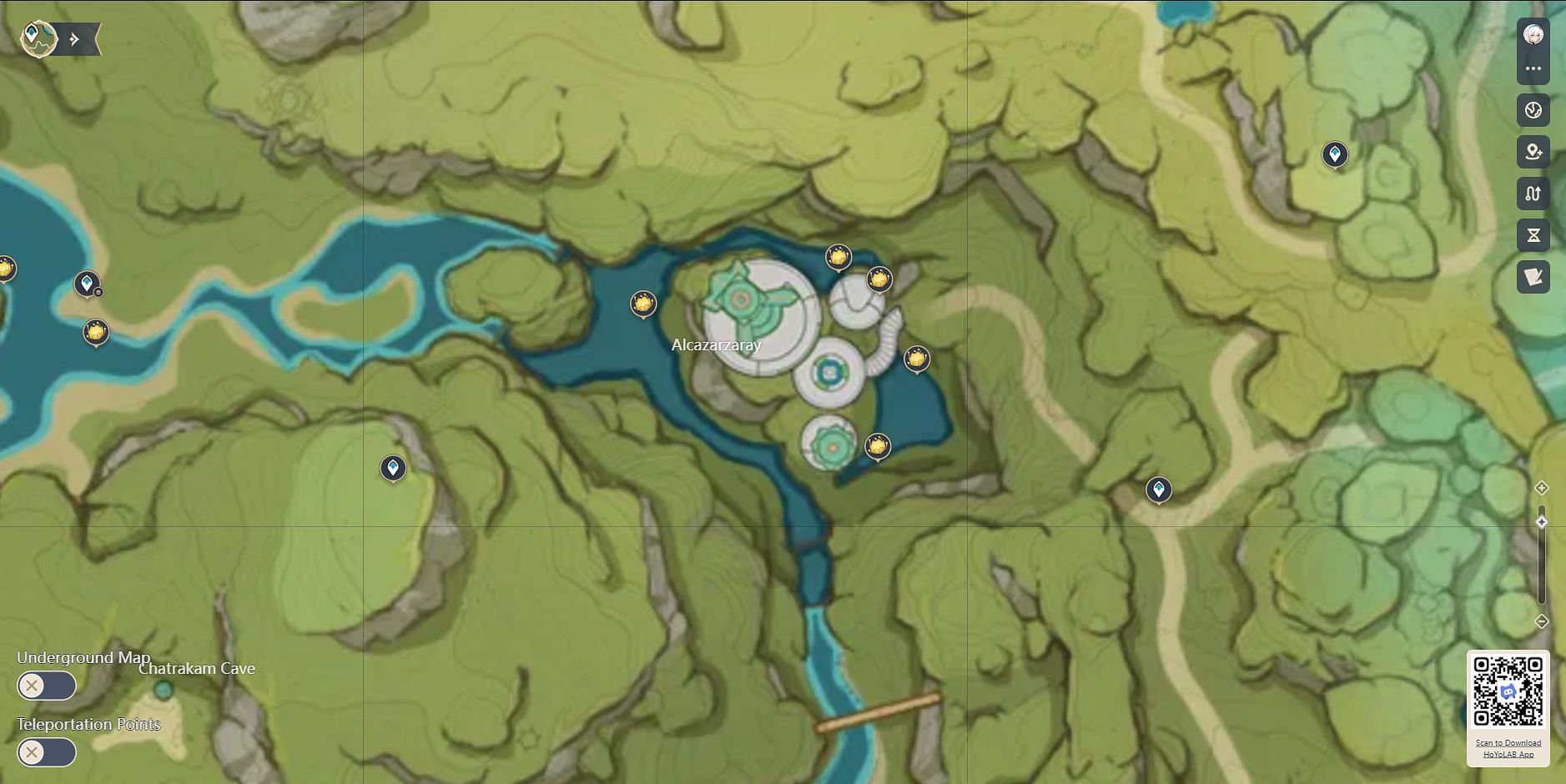 Location of Nilotpala lotuses near the palace (Image via Genshin Impact)