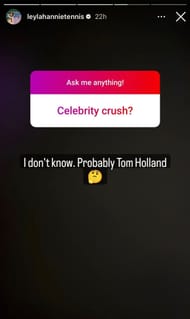 Leylah Fernandez expresses her admiration for hollywood actor Tom Holland