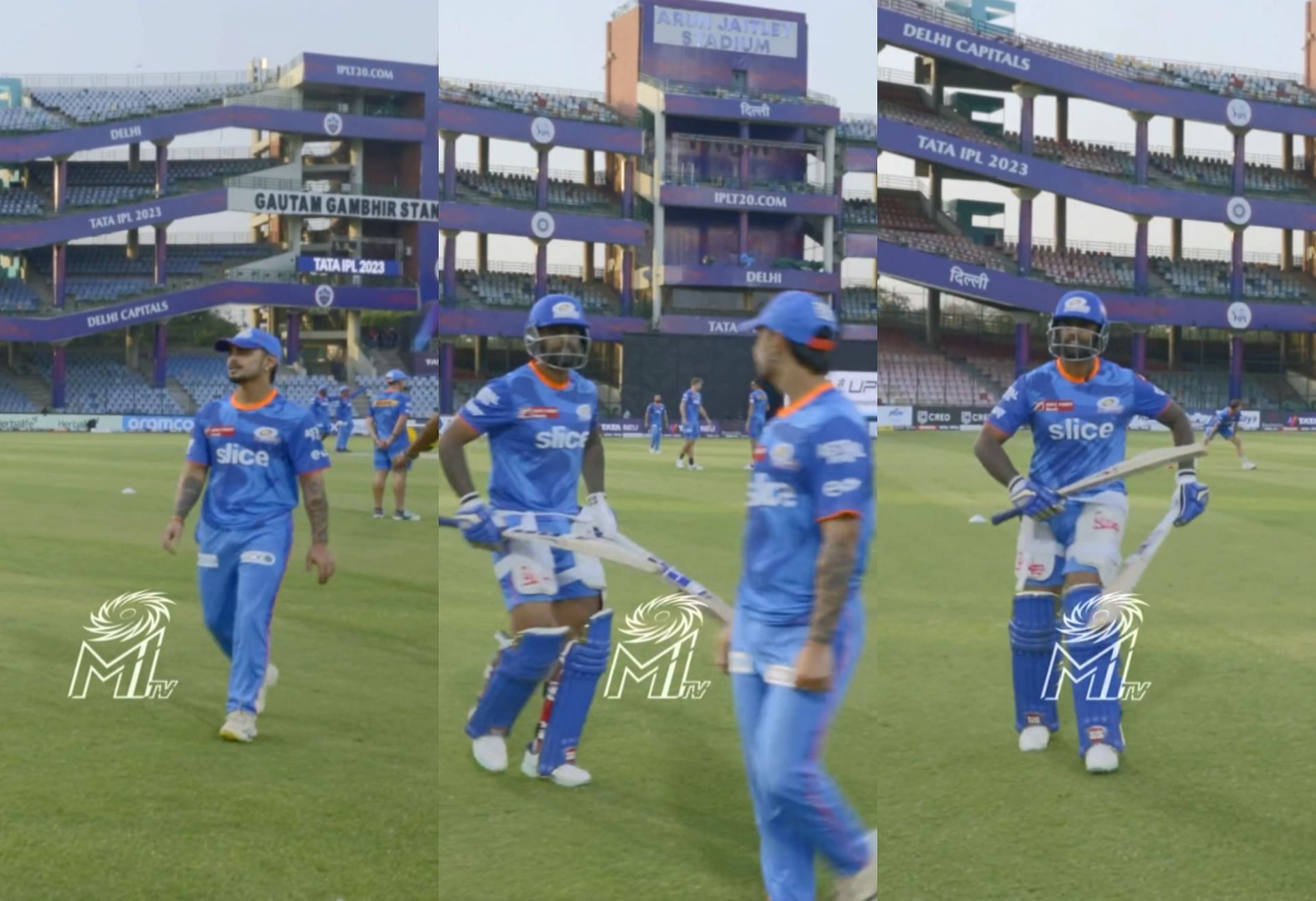 MI batters Ishan Kishan and Suryakumar Yadav in Delhi. 