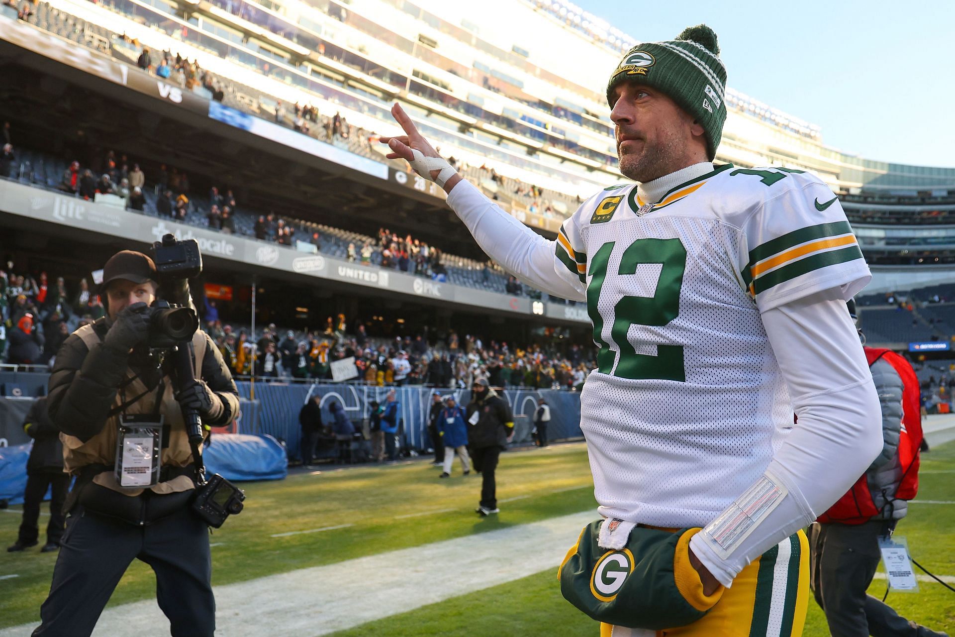 Aaron Rodgers at Green Bay Packers v Chicago Bears