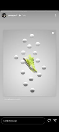 Coco Gauff shares a snap of the latest collection of the New Balance tennis ball sneakers