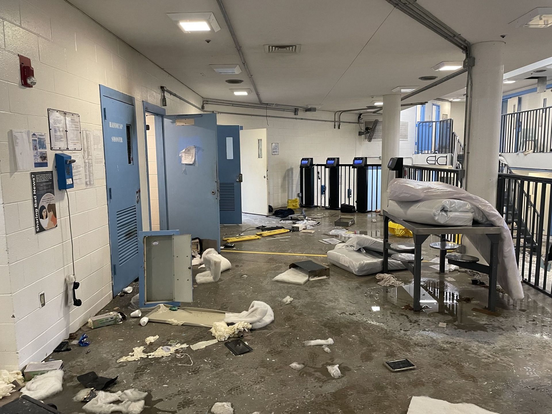 Images released by jail authorities showed shocking images of the damage done by inmates during the standoff. (Image via Bristol County Jail)