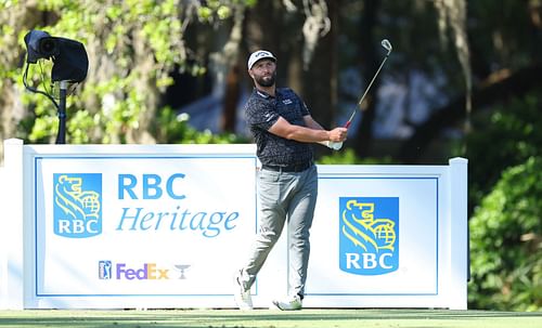 Jon Rahm practices at Harbour Town Golf Links ahead of the 2023 RBC Heritage