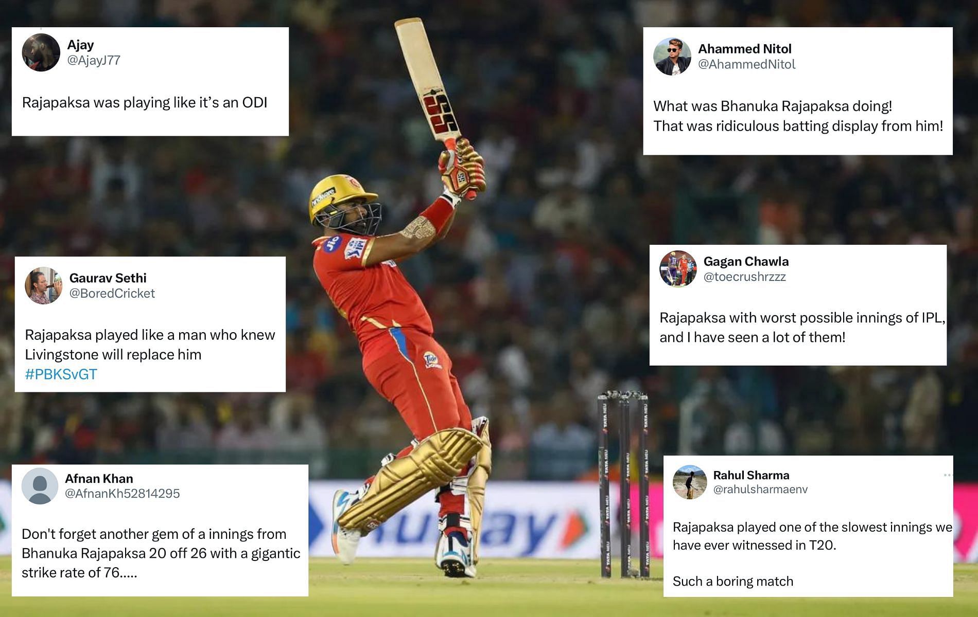 Bhanuka Rajapaksa was slammed by fans for his slow knock. (Pics: IPLT20.com/Twitter)