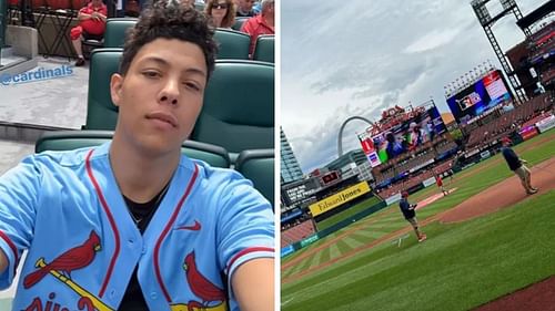 Jackson Mahomes attending a St. Louis Cardinals game. Credit: @jacksonmahomes (IG)