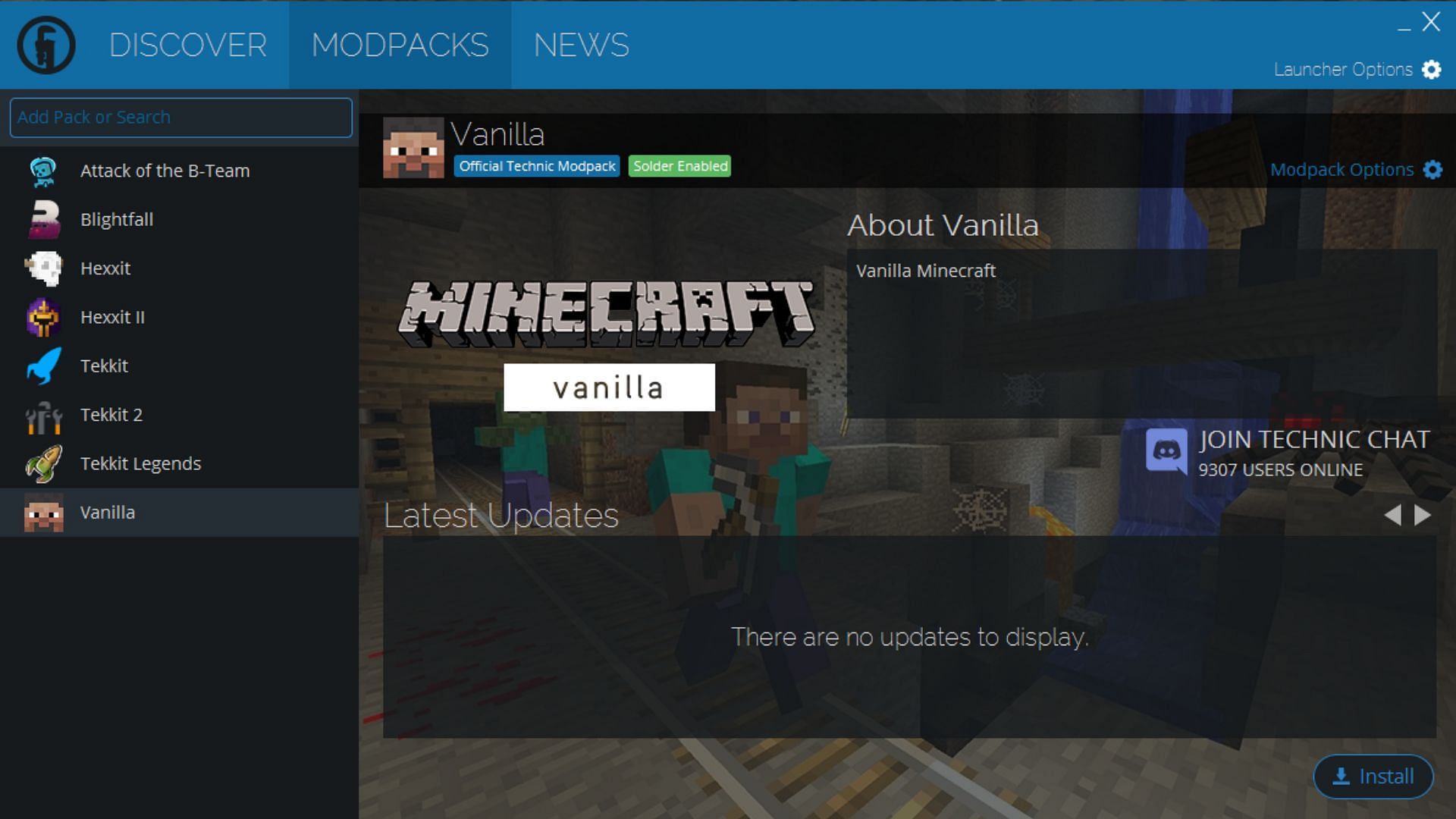 You can search from a plethora of Minecraft modpacks supported by the launcher and install it without any hassle (Image via Sportskeeda)