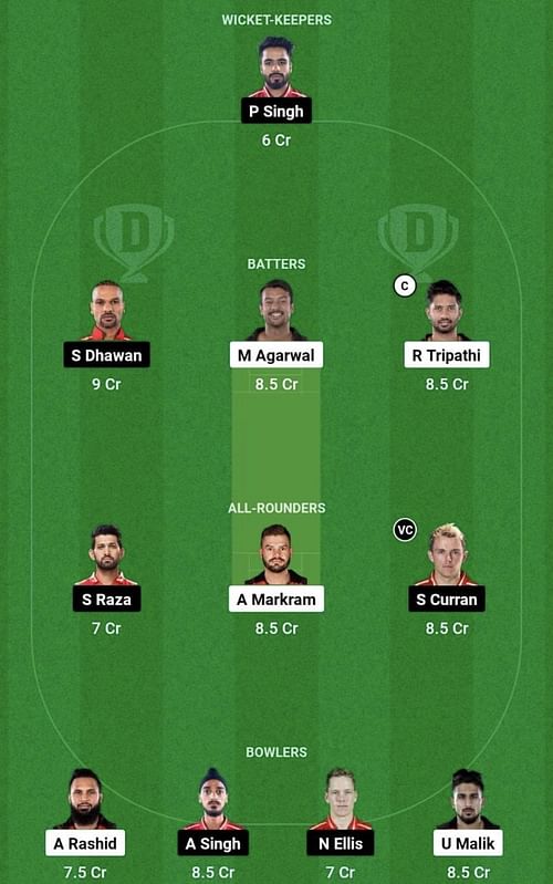 SRH vs PBKS Dream11 Prediction Team, Head To Head League