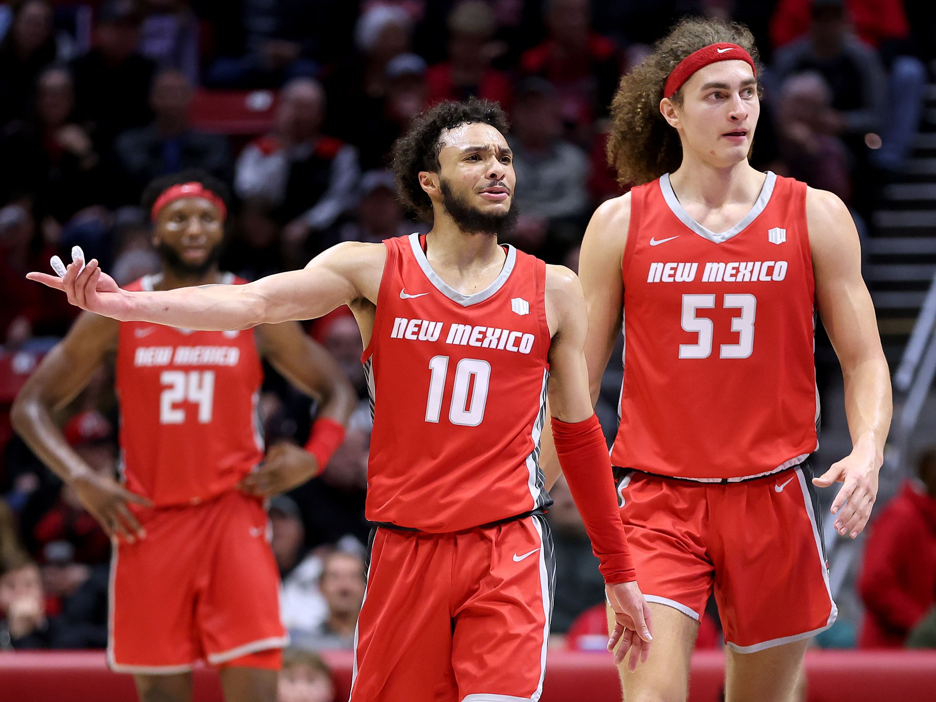 New Mexico State players during a game against San Diego State