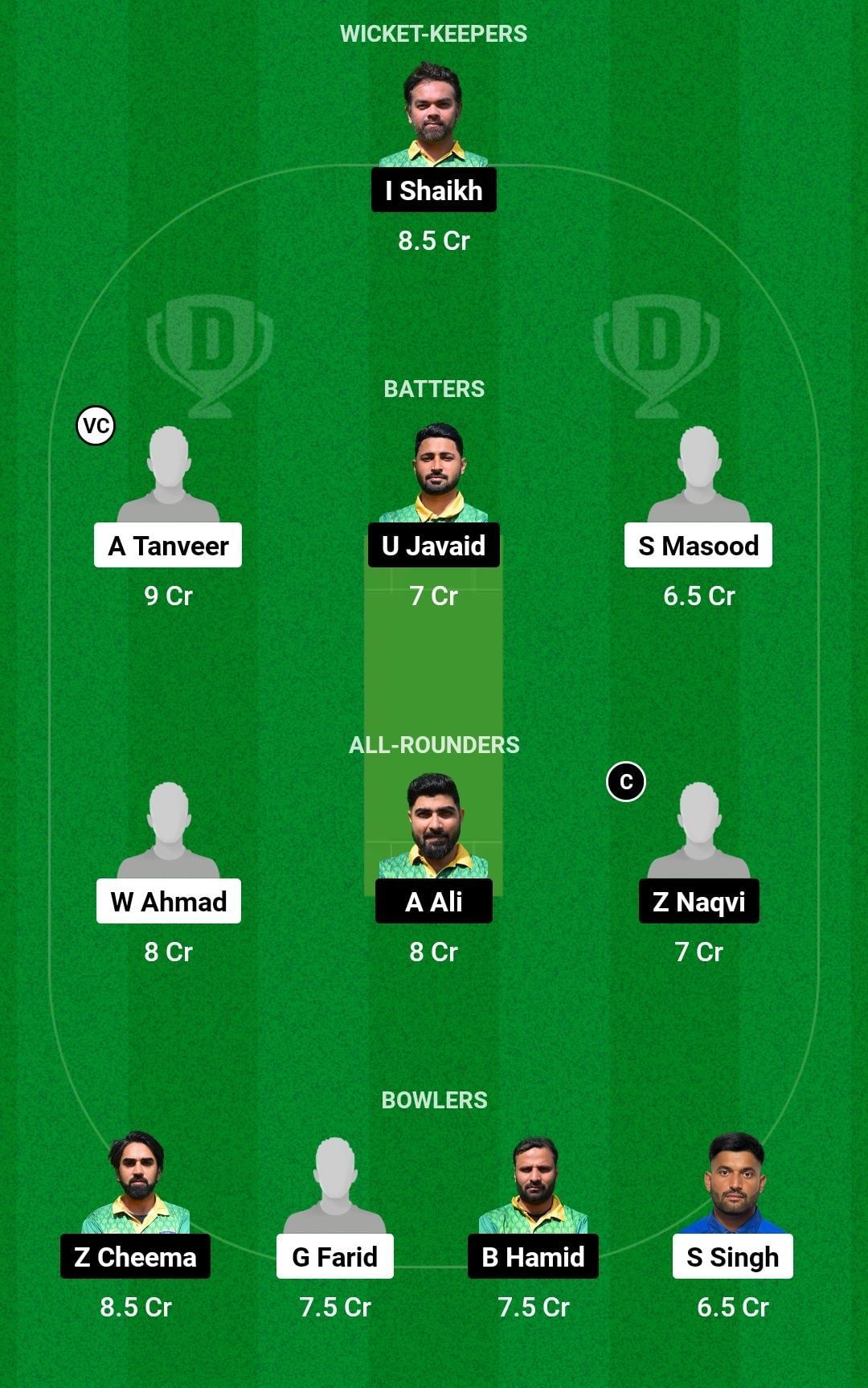 Head to Head League Dream11 Team for Jinnah Brescia vs Fresh Tropical - ECS T10 Milan 2023