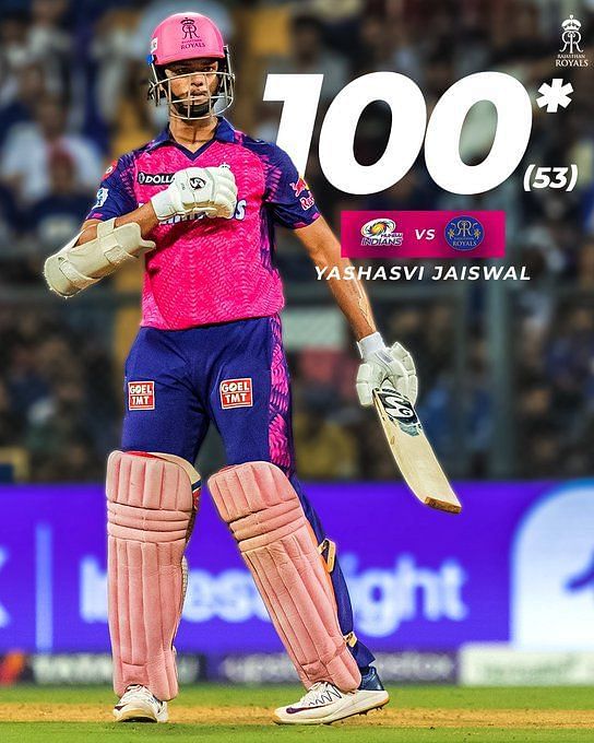 "What a future" Fans erupt as Yashasvi Jaiswal scores 124 off 62 balls vs MI in IPL 2023