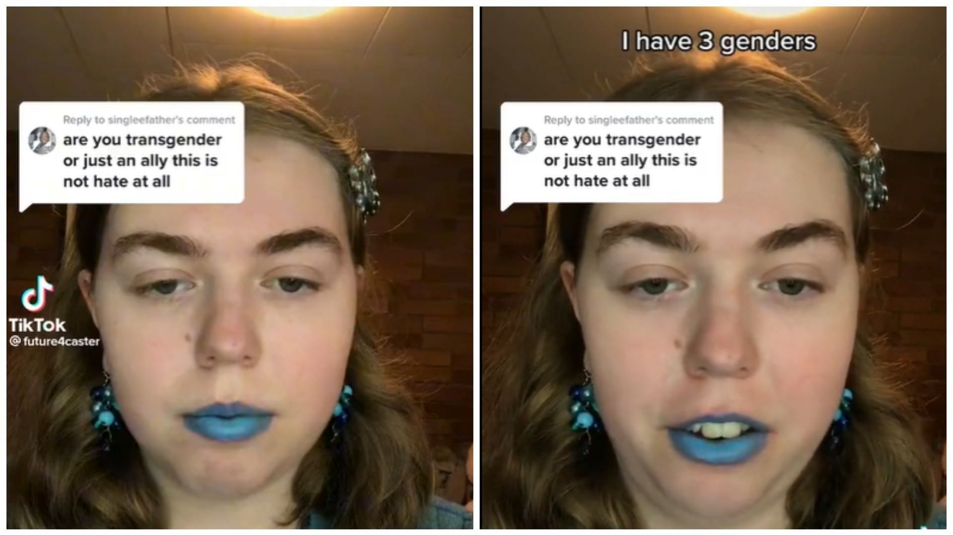 TikToker posted a video claiming that she is Trigender. (Image via Twitter)