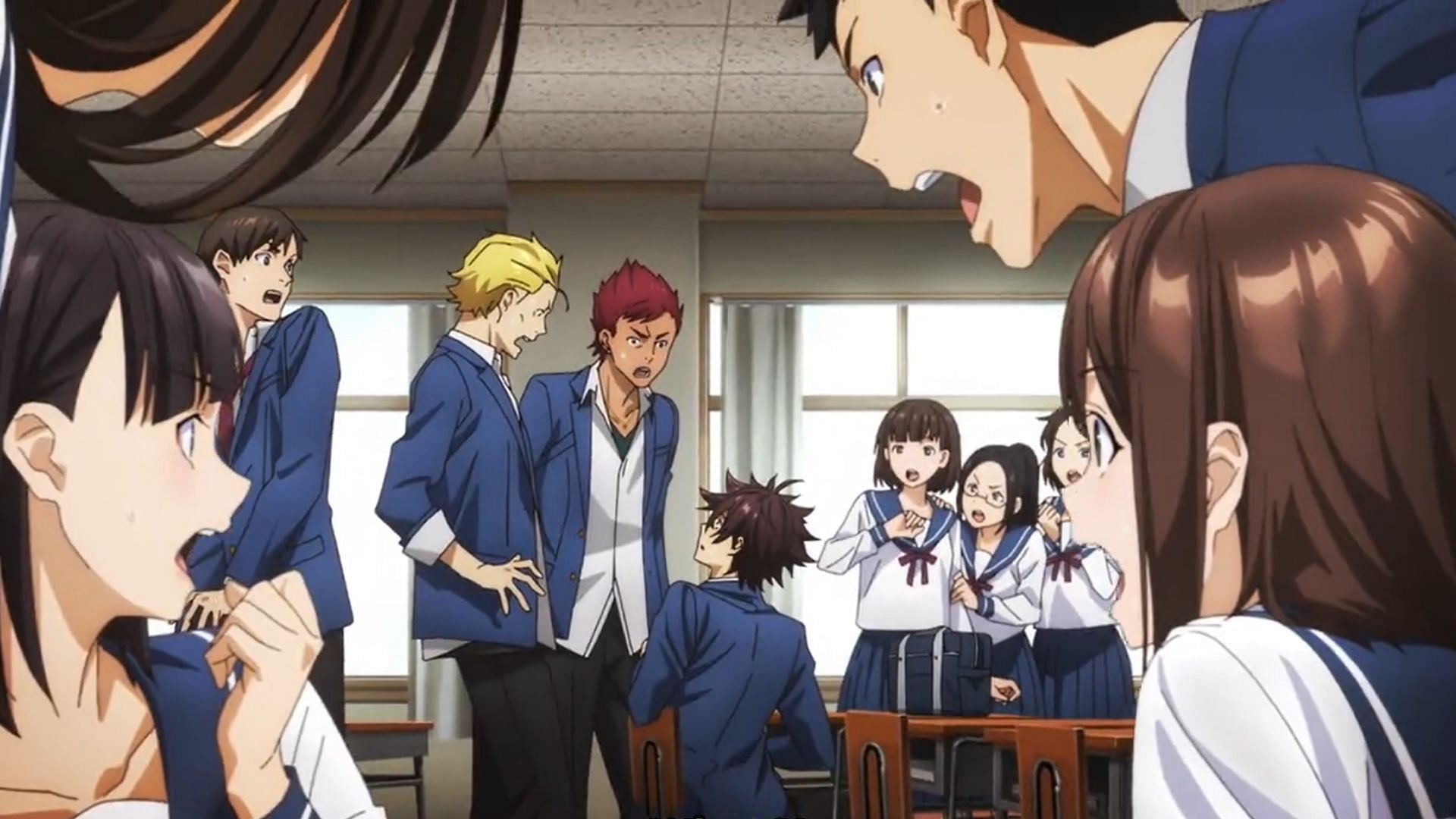 Yuuya&#039;s classmates shocked from seeing his new appearance (Image via Millepensee)