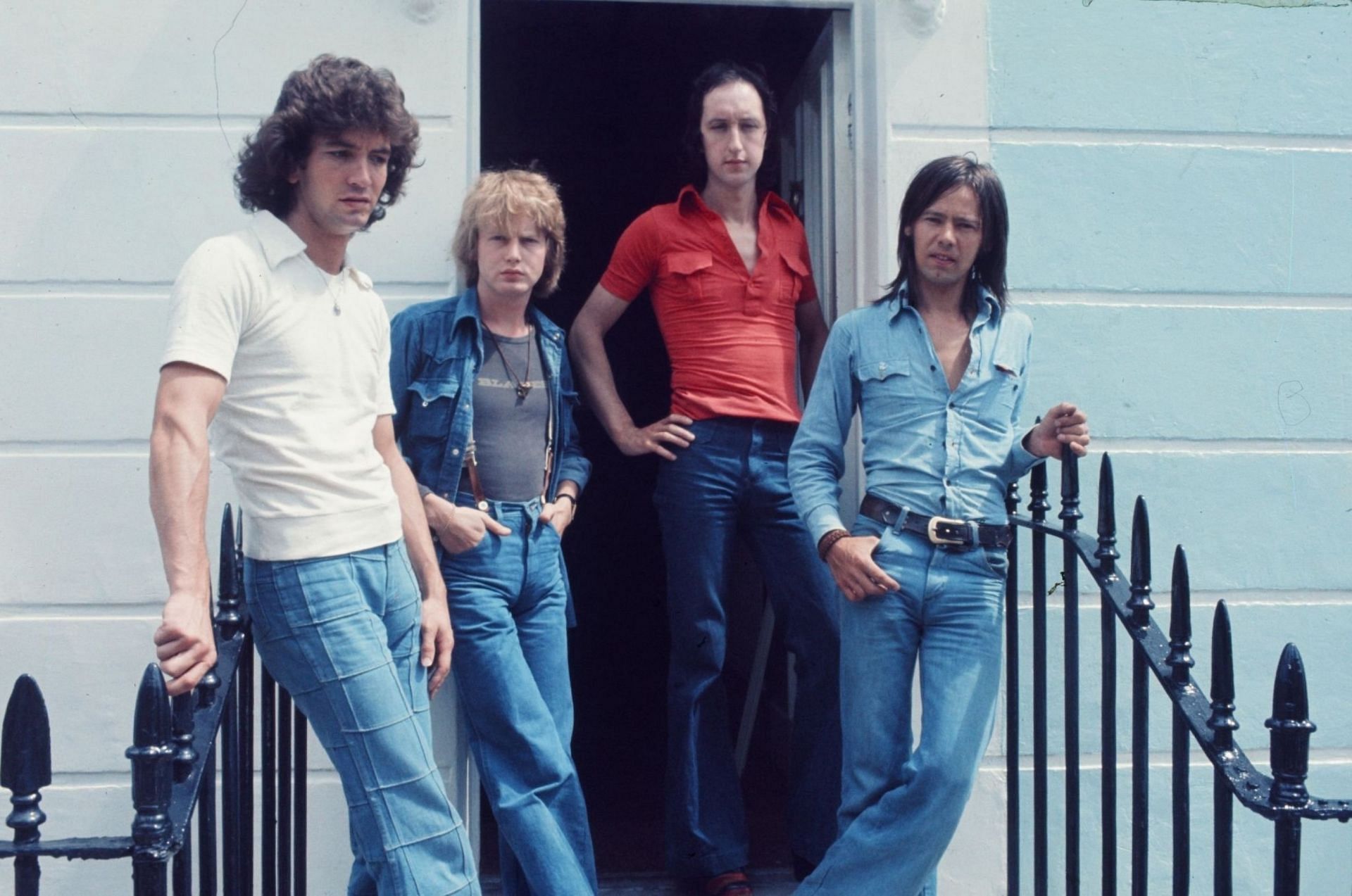  Ian Bairnson standing with his Pilot members  in London, July 1975, London, United Kingdom(Image via Getty Images)