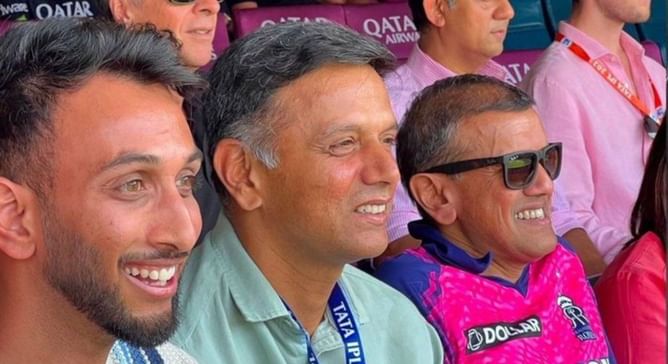 [In Picture] “In the Pink corner today” - Rahul Dravid attends RCB vs RR in IPL 2023