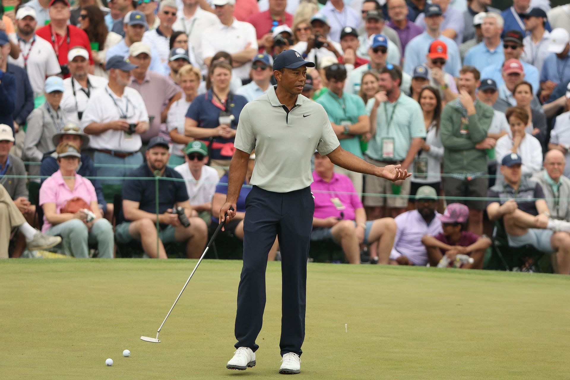 Tiger Woods during a practice round at Augusta