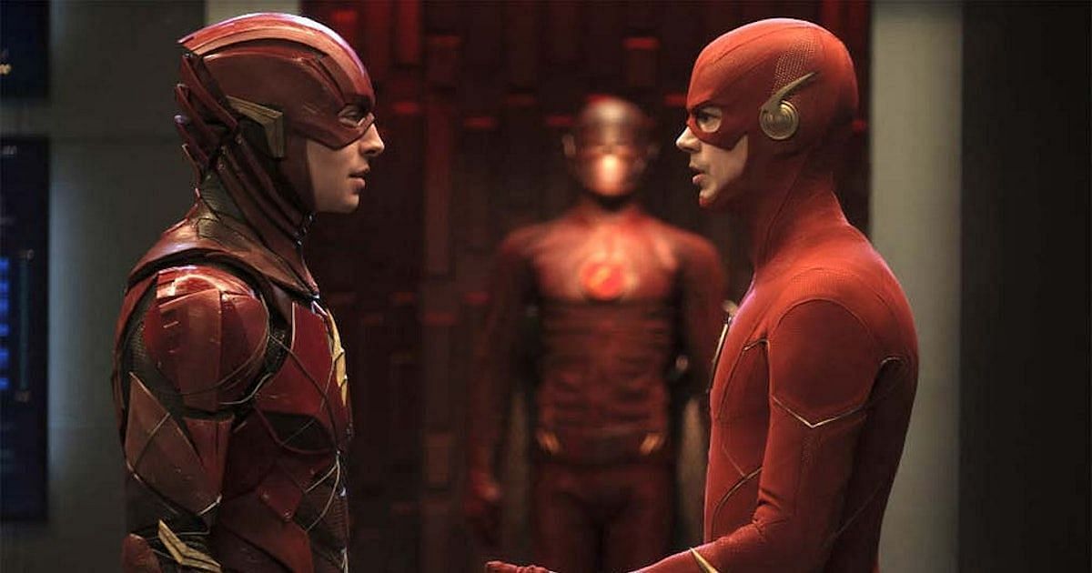 Grant Gustin and Ezra Miller in The CW&rsquo;s Arroweverse crossover (Image via DC)