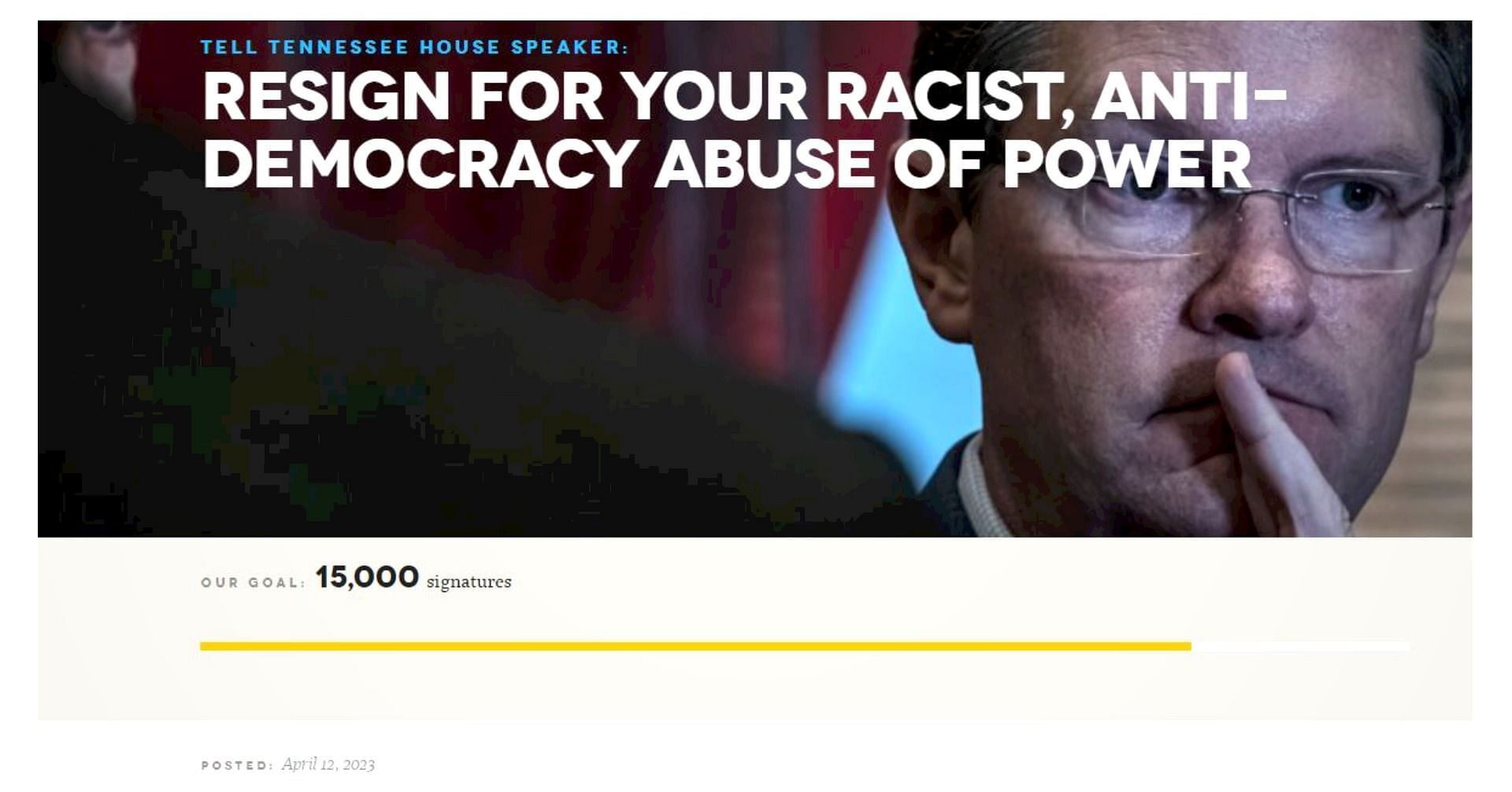 Online petition demanding the resignation of Sexton (Image via snip from act.faithfulamerica.org)