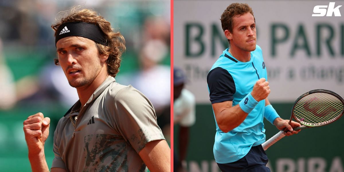 Zverev (left) opens his Madrid campaign against Carballes Baena.