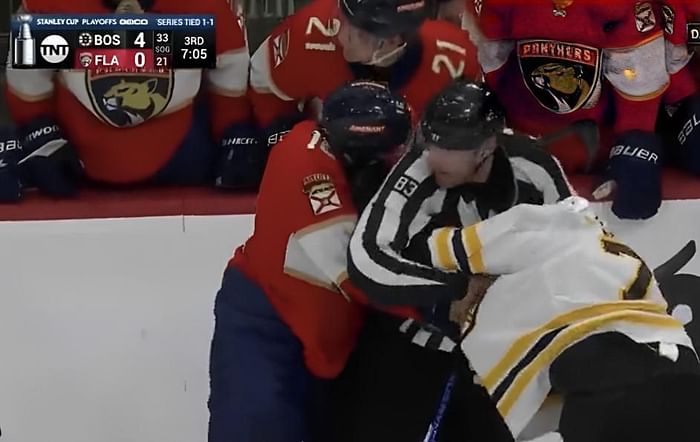 Watch: Linus Ullmark looks to fight during brawl in Bruins Game 4 win
