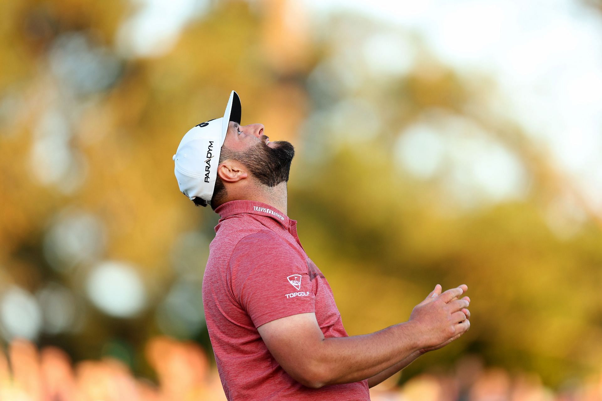 Jon Rahm celebrates after winning The Masters on Sunday, April 9