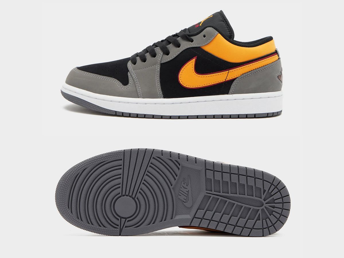 Upcoming Nike Air Jordan 1 Low &quot;Grey Black Yellow&quot; padded tongue sneakers (Image via Fullress)
