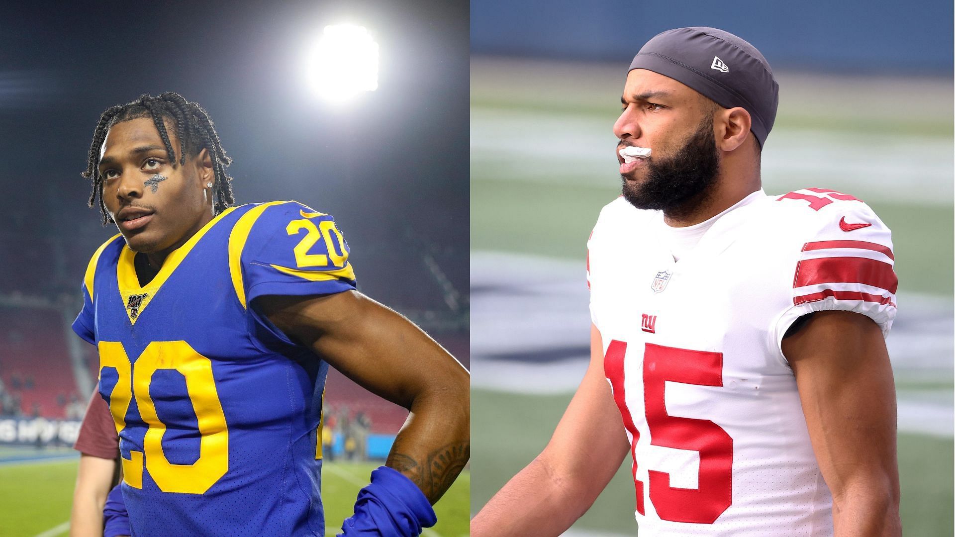 CB Jalen Ramsey with the Rams (l) and WR Golden Tate with the Giants (r)