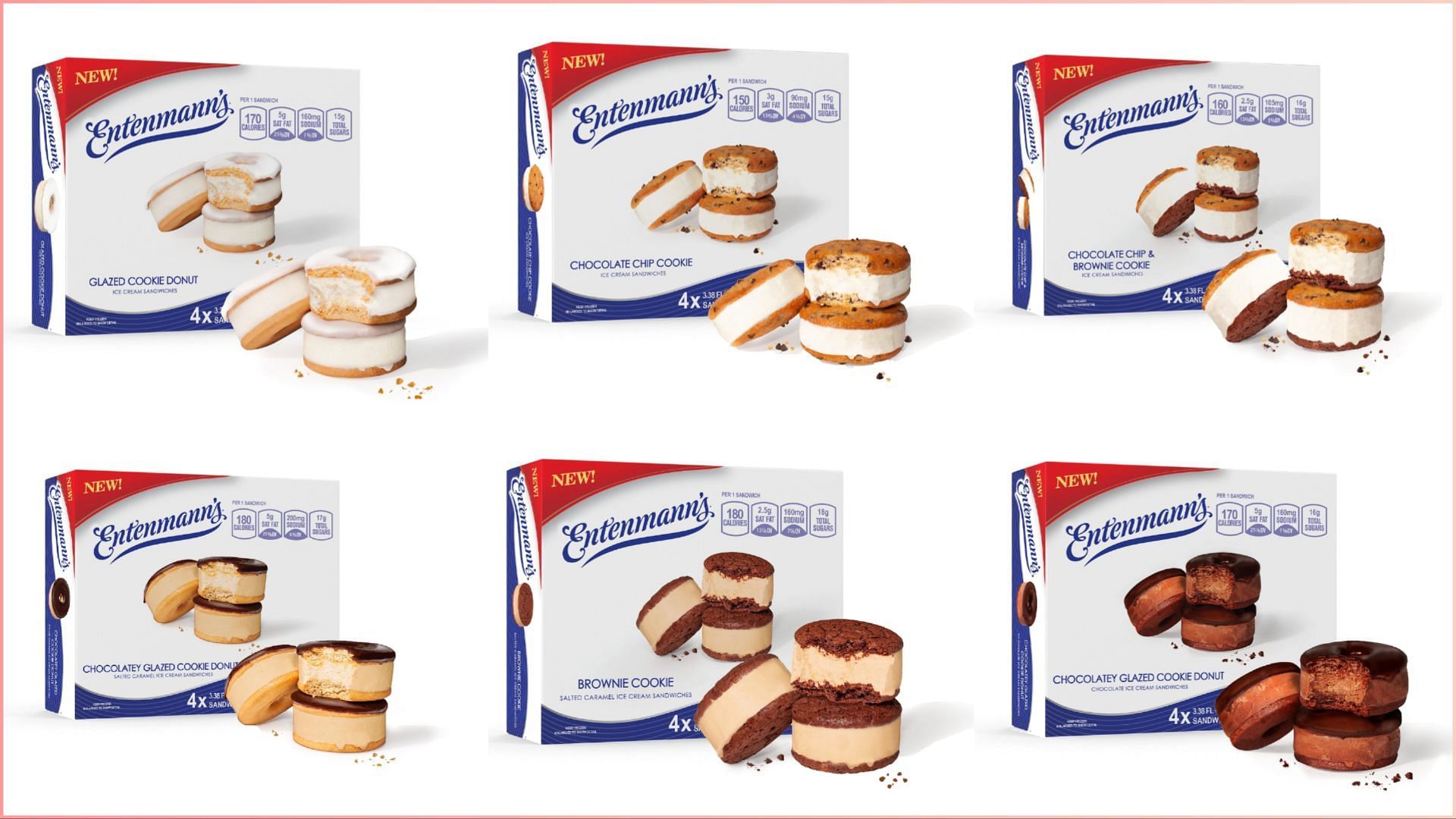 The six new Ice Cream sandwiches will be exclusively available at Walmart stores (Image via Entenmann&#039;s)