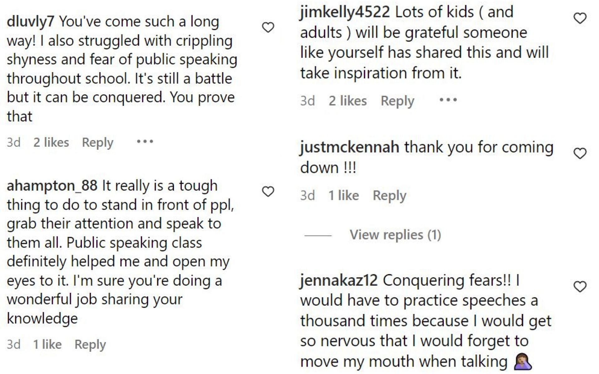 Comments on Danielle Kelly&#039;s post.