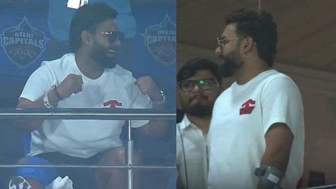 [In Pictures and Videos] Rishabh Pant marks his presence at the Arun Jaitley Stadium for DC vs GT encounter in IPL 2023